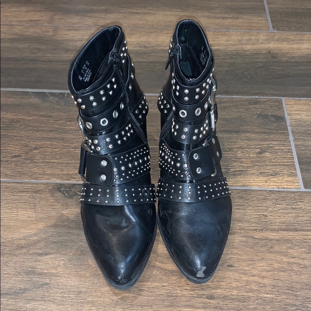 Black Studded Biker Boots